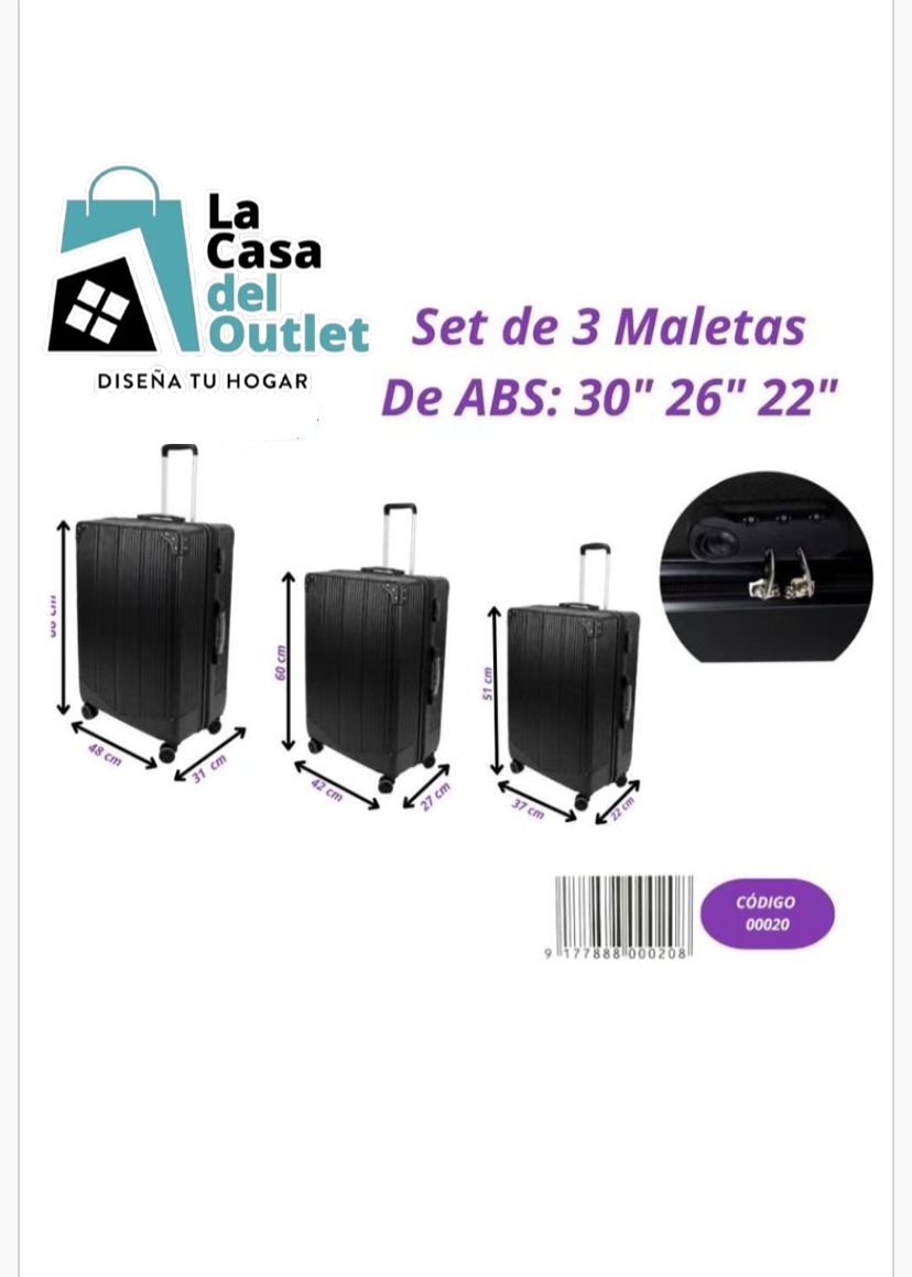 SET DE 3 MALETAS RÍGIDAS CON RUEDAS 360°