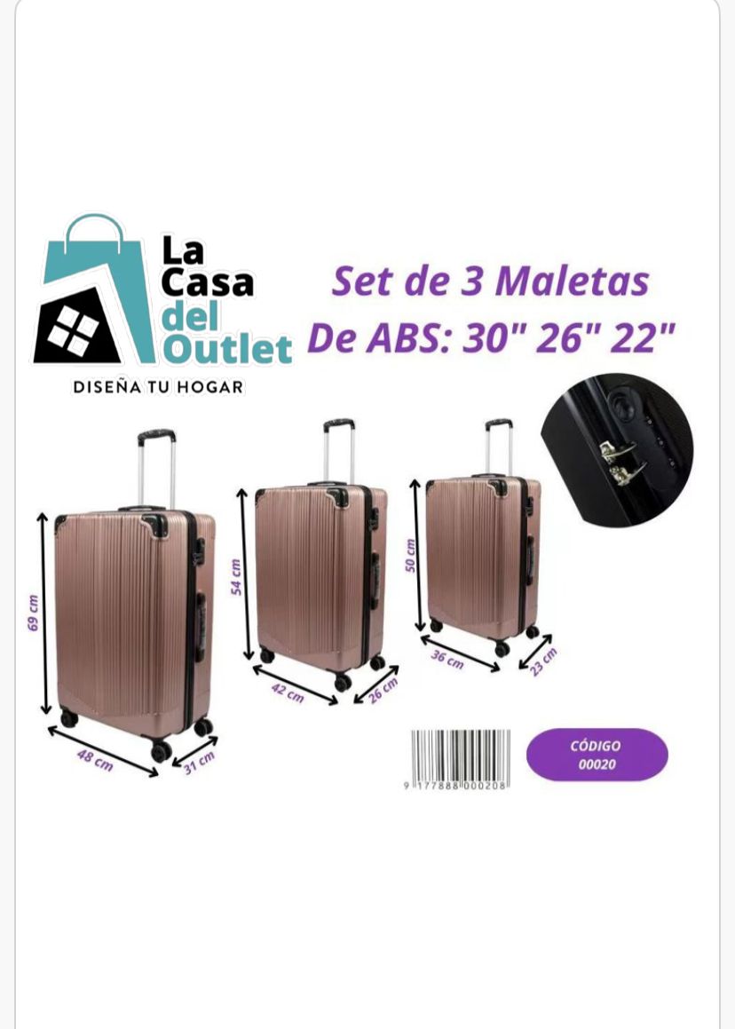 SET DE 3 MALETAS RÍGIDAS CON RUEDAS 360°