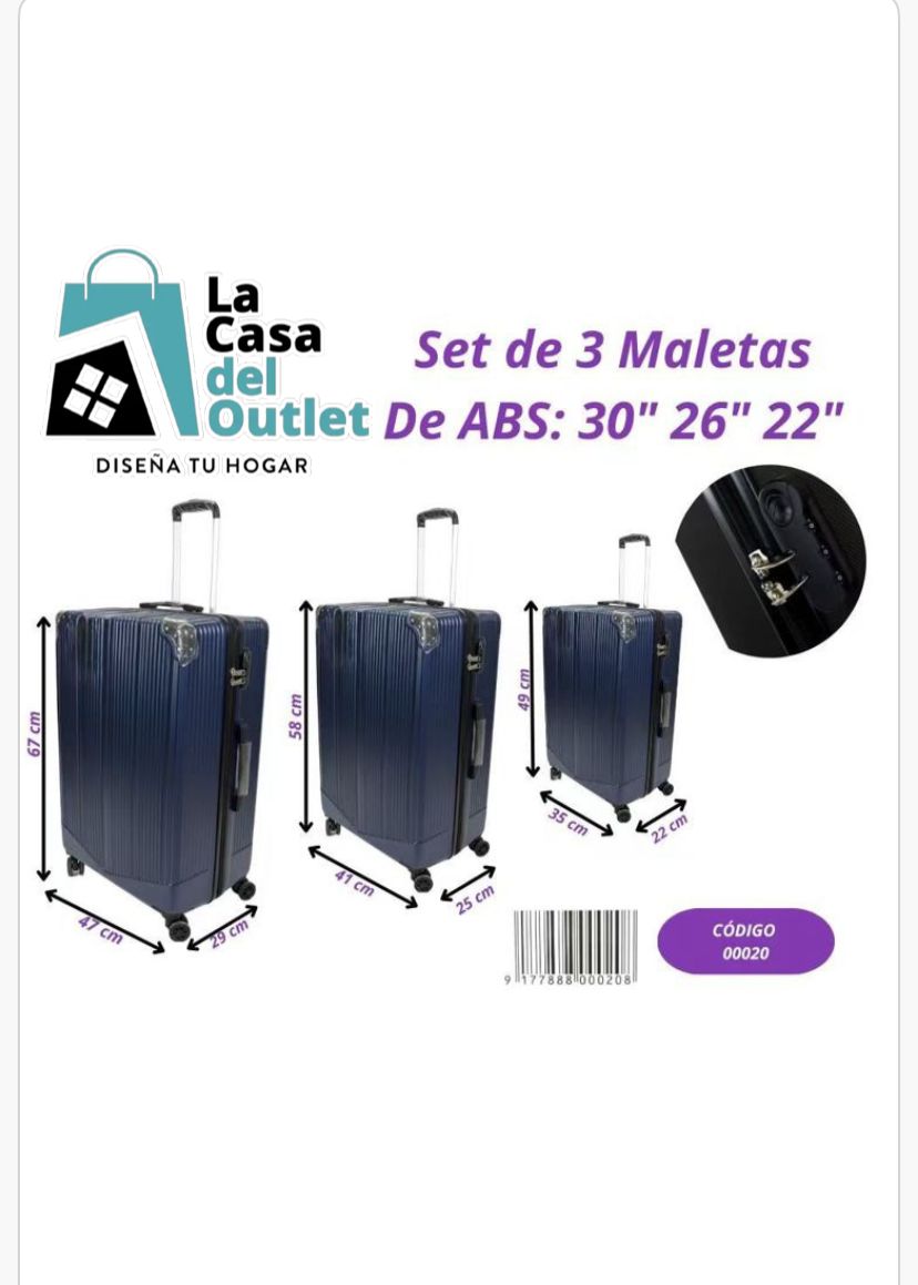 SET DE 3 MALETAS RÍGIDAS CON RUEDAS 360°
