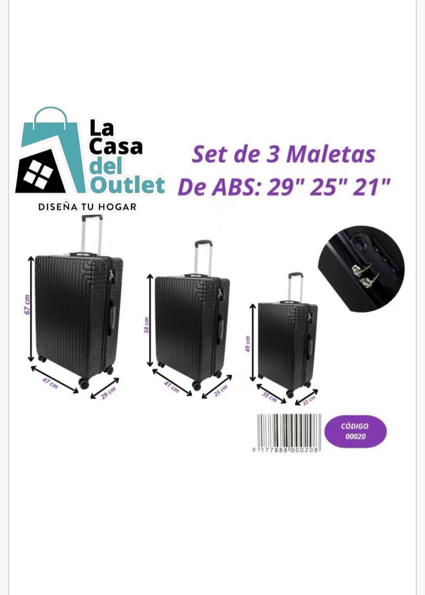 SET DE 3 MALETAS RÍGIDAS CON RUEDAS 360°