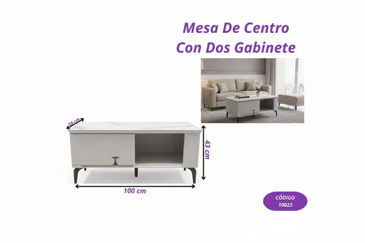 MESA DE CENTRO MODERNA CON GABINETE Y REPISA