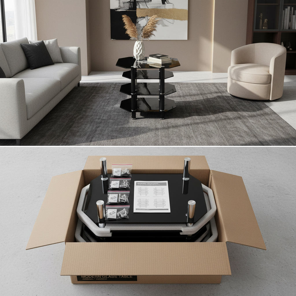 Mesa De Centro Black Multinivel Modern