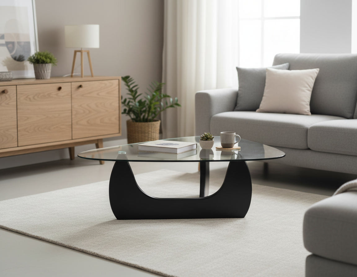 Mesa De Centro Glass Black Curve