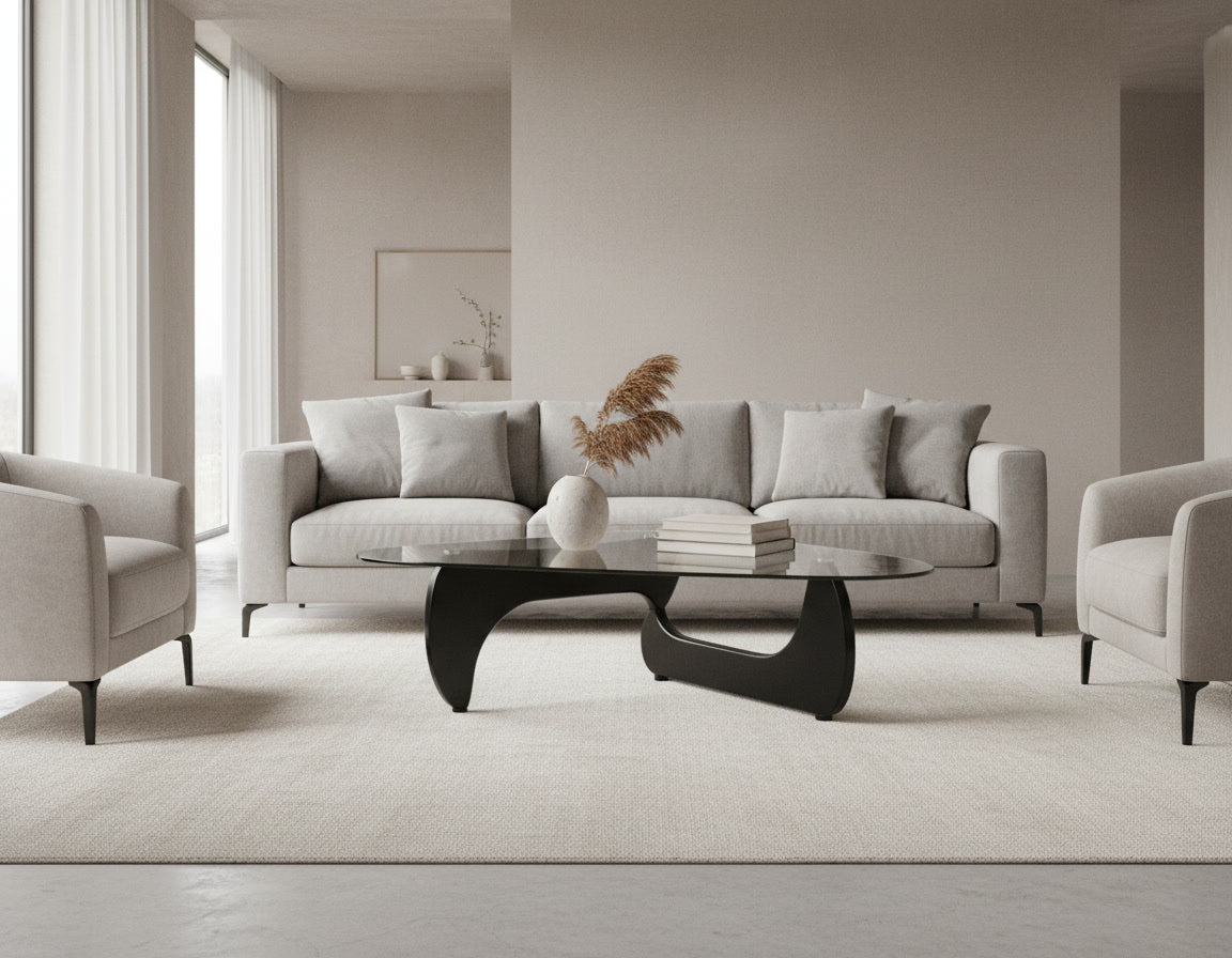 Mesa De Centro Glass Black Curve