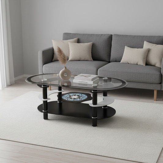 MESA DE CENTRO GLASS BLACK MULTI DESIGN