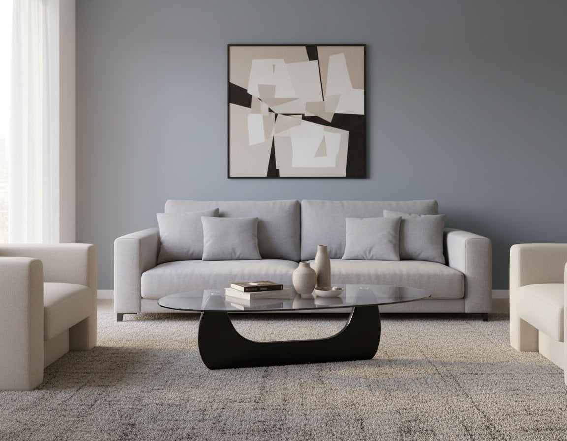 Mesa De Centro Glass Black Curve