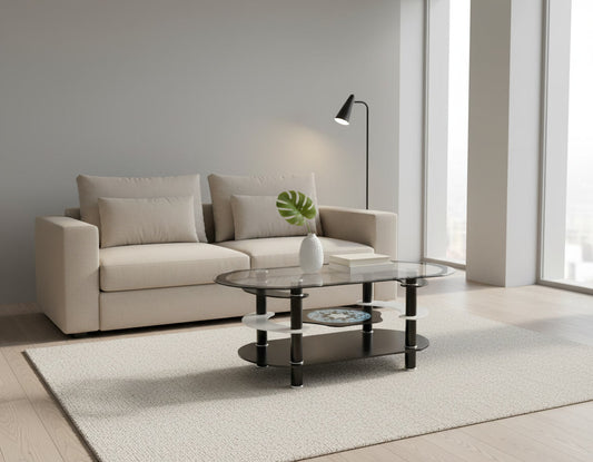 MESA DE CENTRO GLASS BLACK MULTI DESIGN