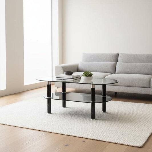 MESA DE CENTRO VIDRIO OVAL BLACK