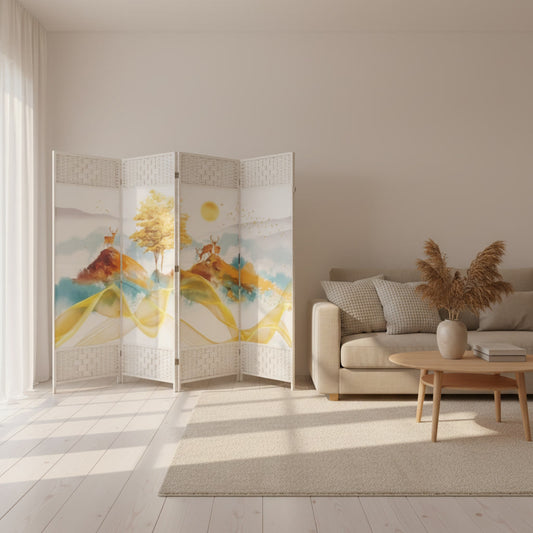 BIOMBO DECORATIVO 4 PANELES DISEÑO PAISAJE ARTÍSTICO