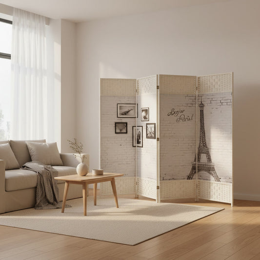 BIOMBO DECORATIVO 4 PANELES DISEÑO PARÍS VINTAGE