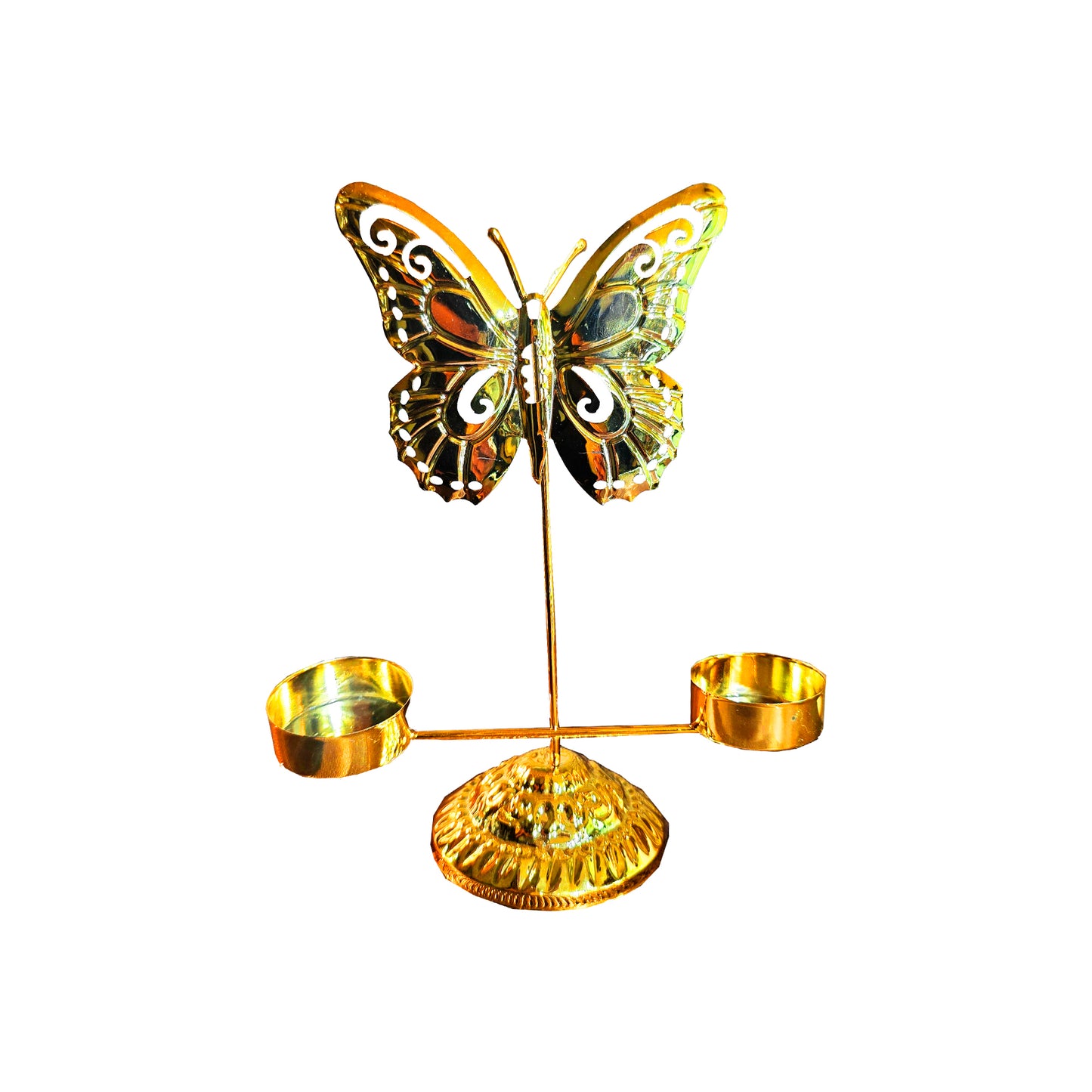 SET FIGURA DE MARIPOSA MONARCA DORADA X3