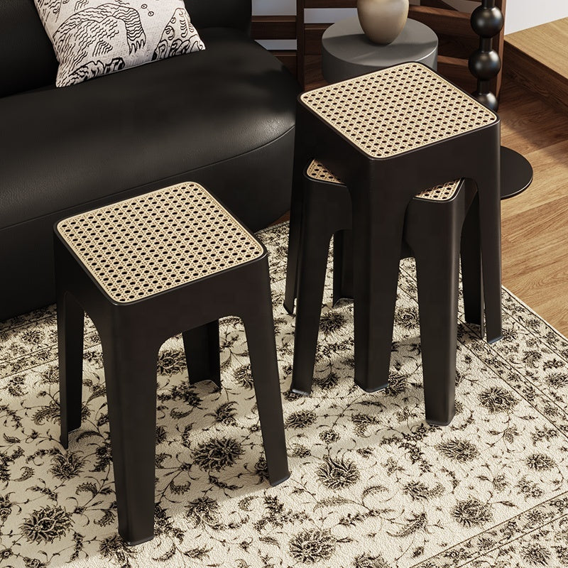 Taburete Modern Rattan Black