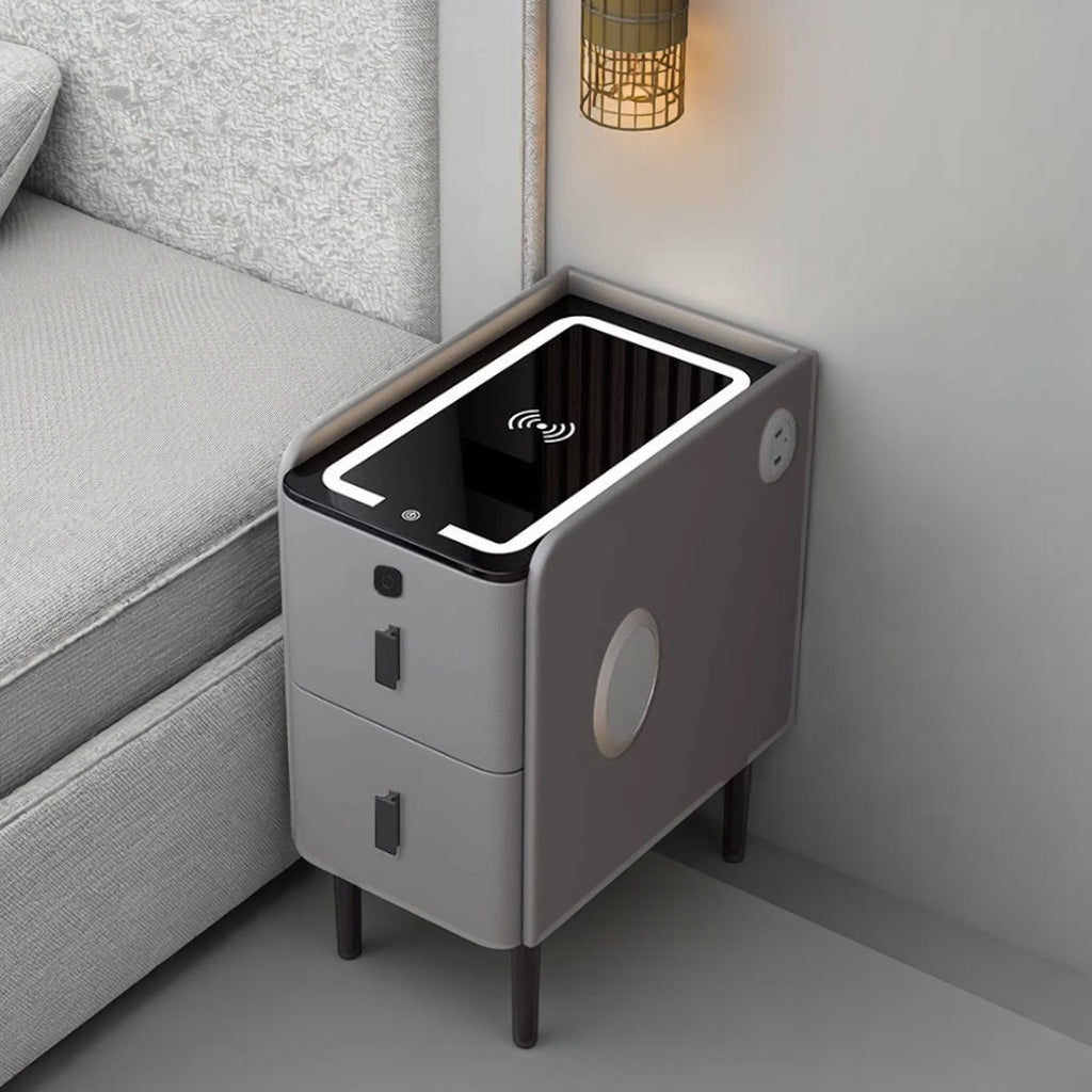 Velador Moderno con Cargador Inalámbrico y Puertos USB Integrados