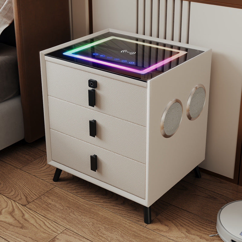 Velador Inteligente con Luces  LED RGB, Parlantes Integrados y Cargador Inalámbrico
