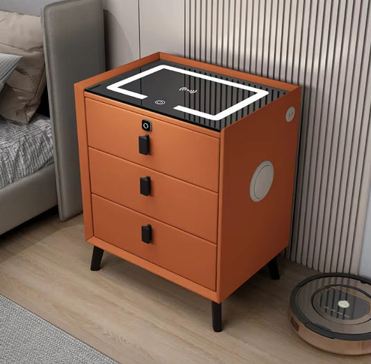 Velador Moderno 3 Cajones con Cargador Inalámbrico y Puertos USB