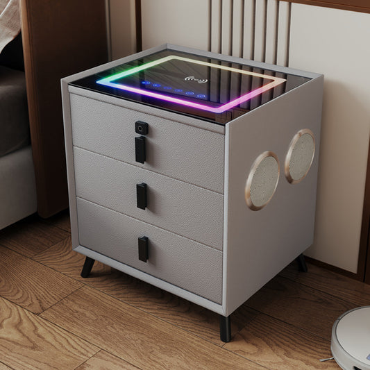 Velador Inteligente con Luces RGB, Parlantes Integrados y Cargador Inalámbrico