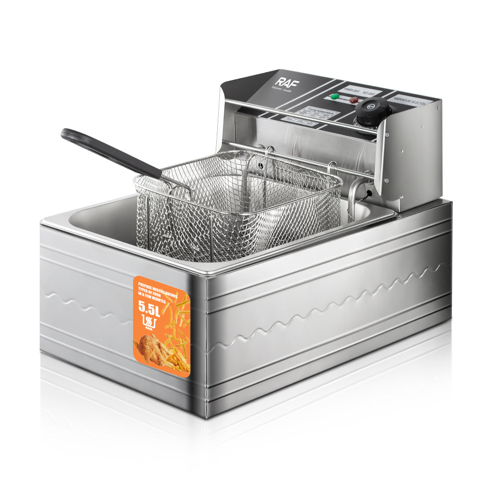 Freidora Eléctrica De Aceite Raf 5.5l En Acero Inoxidable