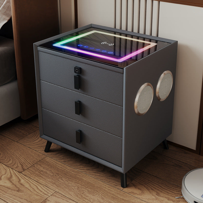 Velador Inteligente con Luces  LED RGB, Parlantes Integrados y Cargador Inalámbrico
