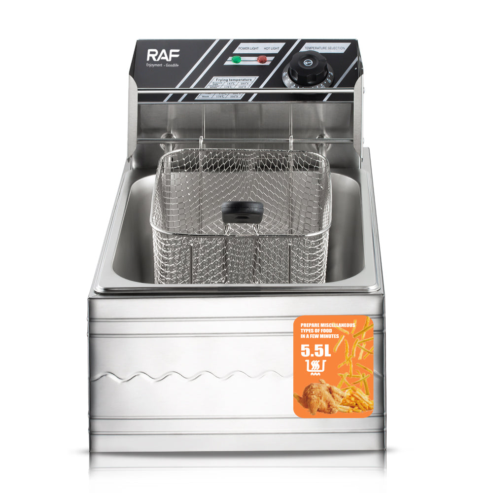 Freidora Eléctrica De Aceite Raf 5.5l En Acero Inoxidable