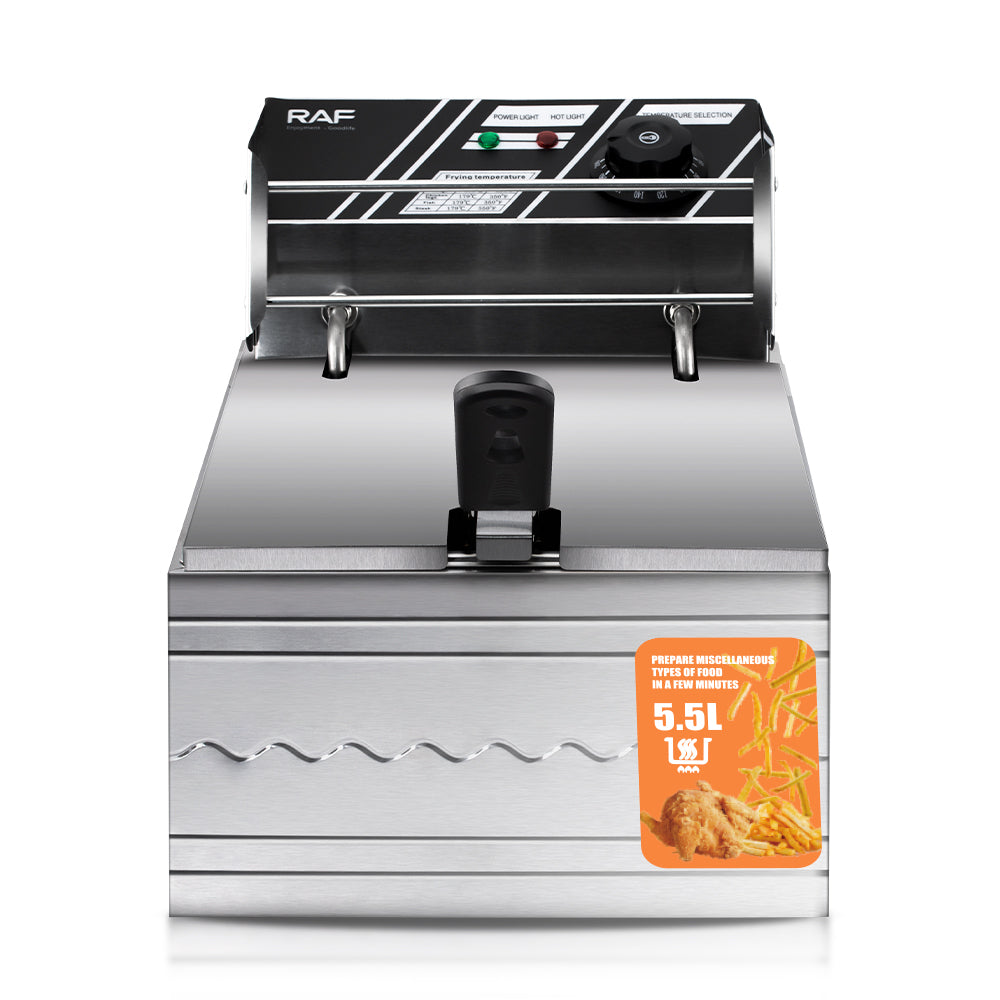 Freidora Eléctrica De Aceite Raf 5.5l En Acero Inoxidable