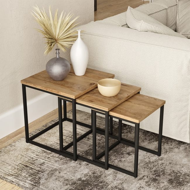 SET MESA INDUSTRIAL CUADRADA MADERA