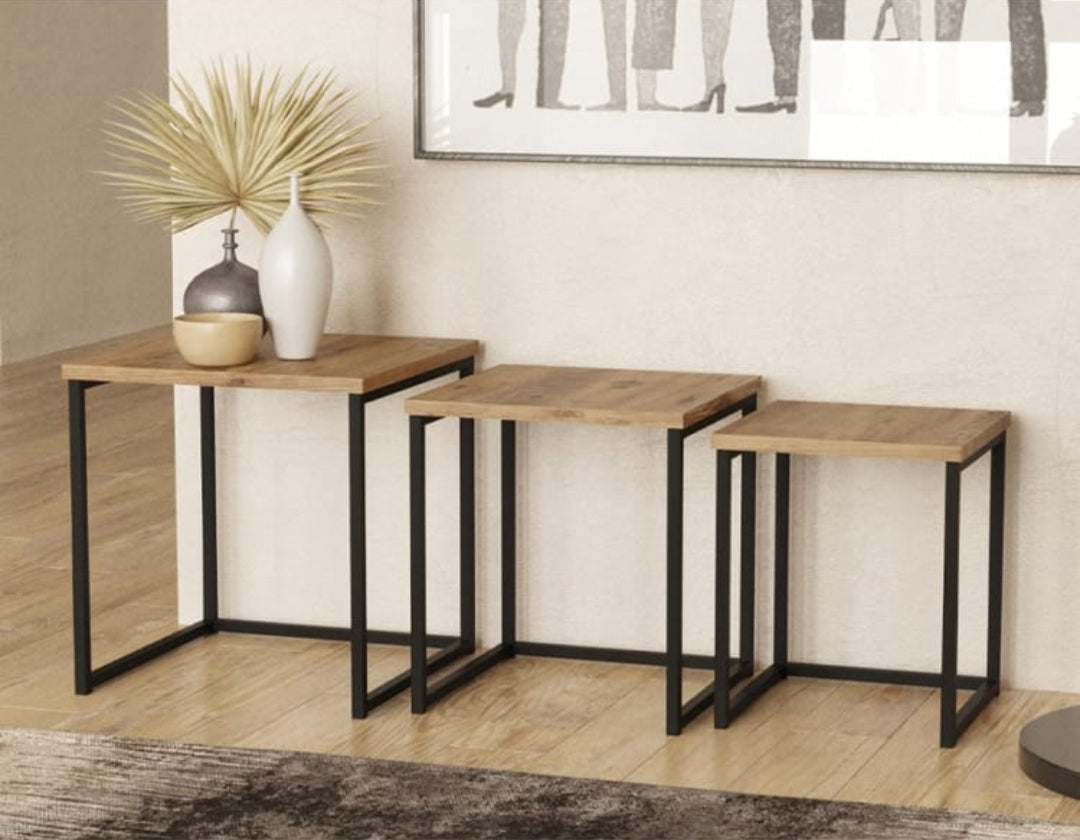 SET MESA INDUSTRIAL CUADRADA MADERA
