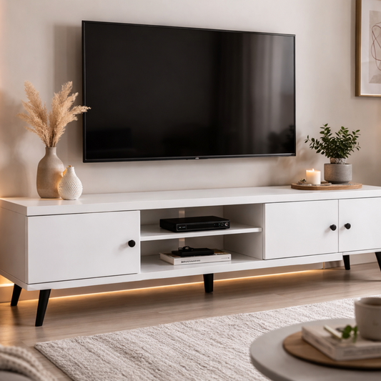 RACK PARA TV MODERNO BLANCO 120 CM